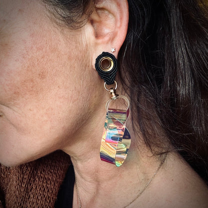 UV Active Neon Disco Earrings "Own the Lights" for Tunnels