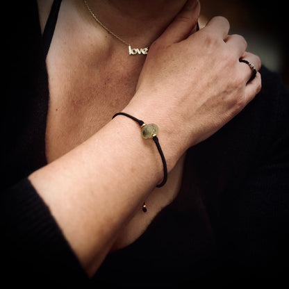 Macrame Bracelet - Yellow Multi Seaham Seaglass - Goldfilled