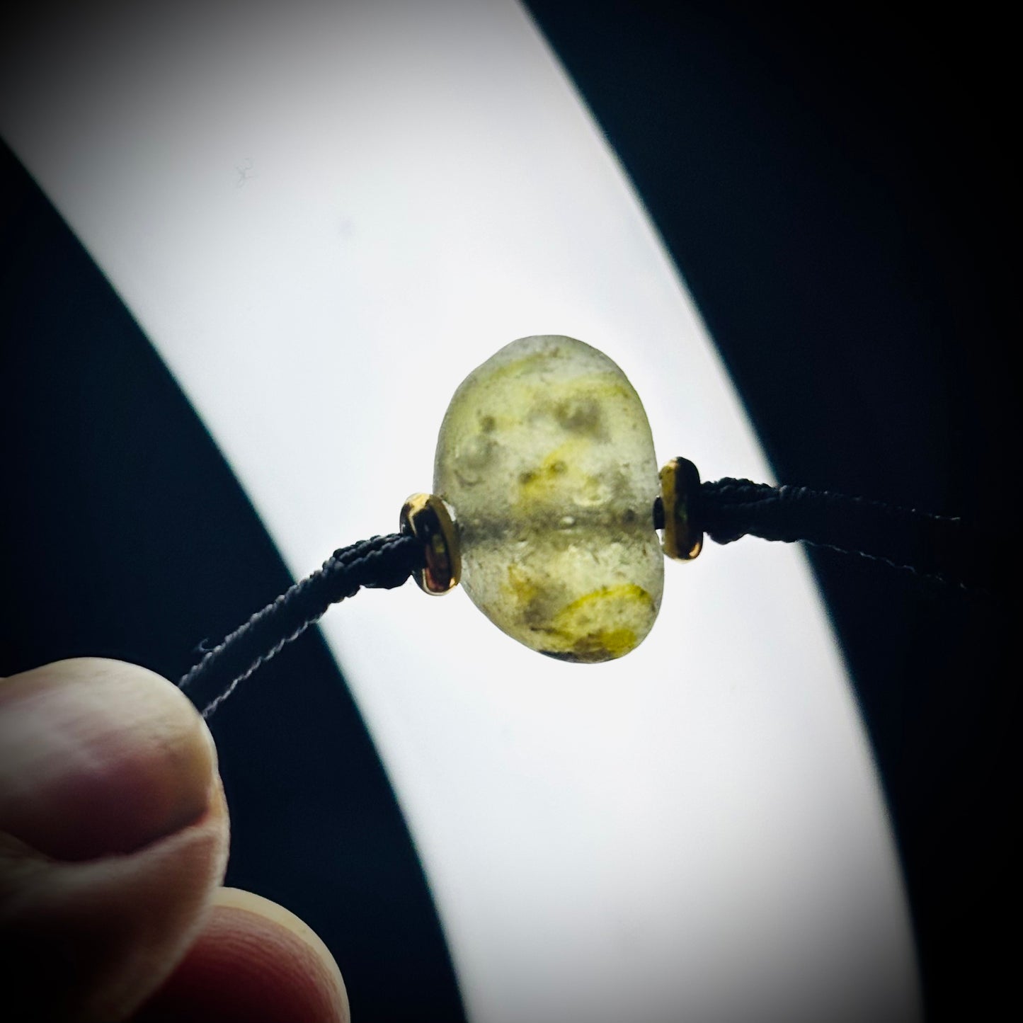 Macrame Bracelet - Yellow Multi Seaham Seaglass - Goldfilled