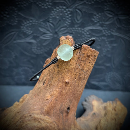 Macrame Bracelet - White Seaham Sea Glass - 925 Sterling Silver