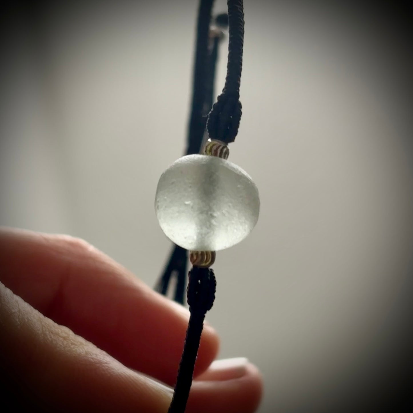 Macrame Bracelet - White Seaham Sea Glass - 925 Sterling Silver