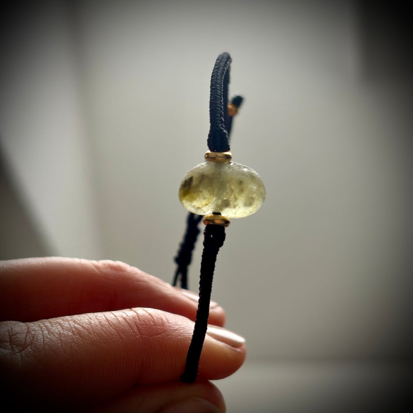 Macrame Bracelet - Yellow Multi Seaham Seaglass - Goldfilled