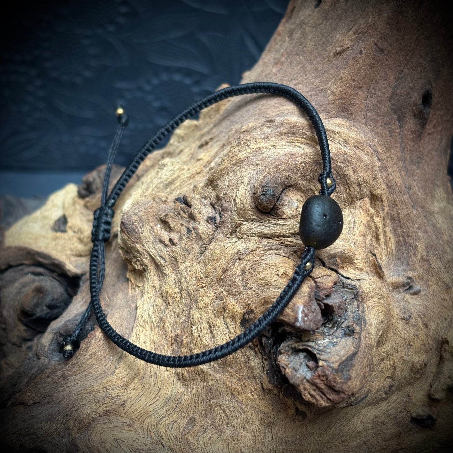 Macrame Bracelet - Brown Seaham Seaglass - Gold-Filled