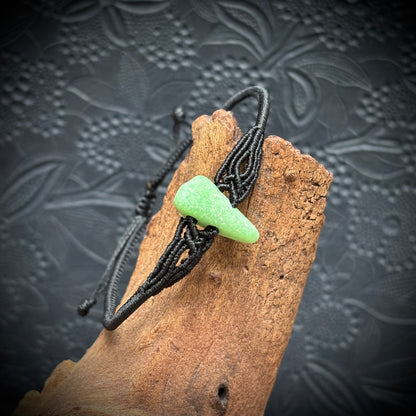 Macrame Bracelet - Opaque Pastel Green Seaham Sea Glass
