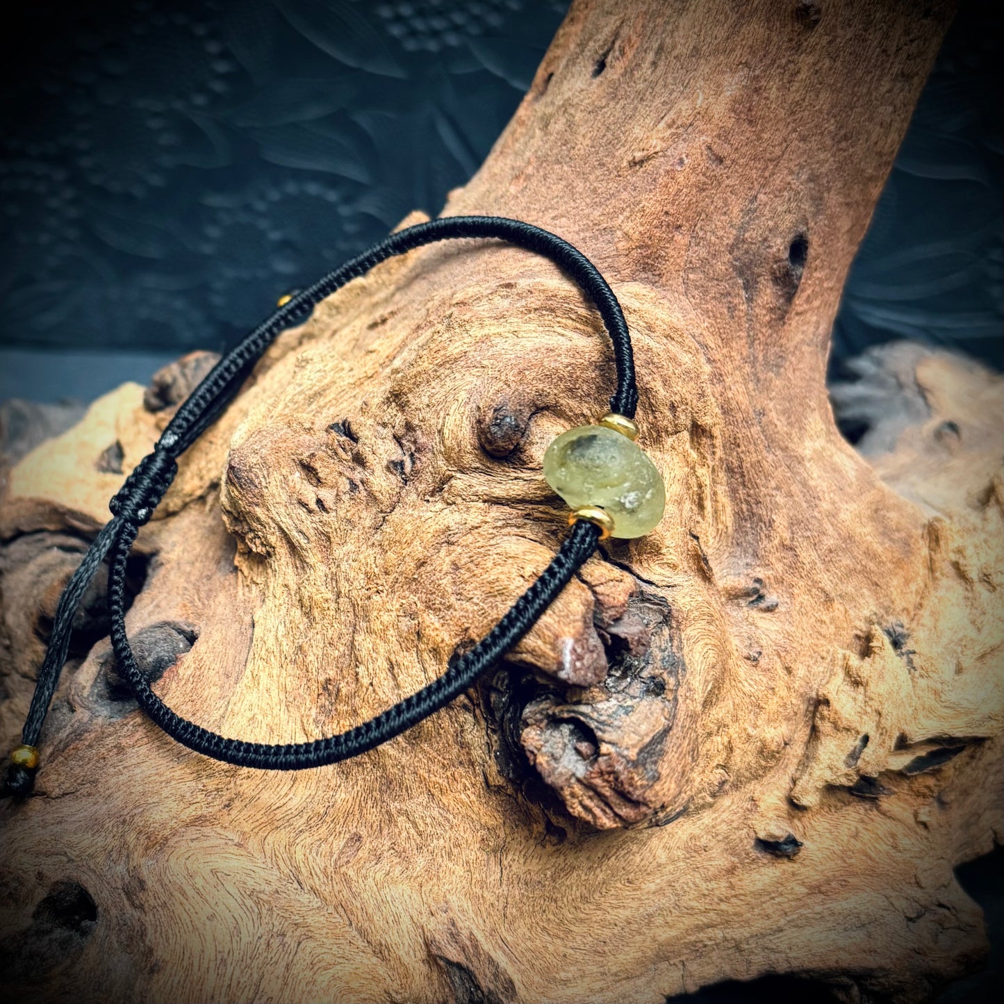 Macrame Bracelet - Yellow Multi Seaham Seaglass - Goldfilled