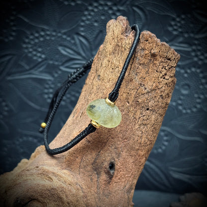 Macrame Bracelet - Yellow Multi Seaham Seaglass - Goldfilled