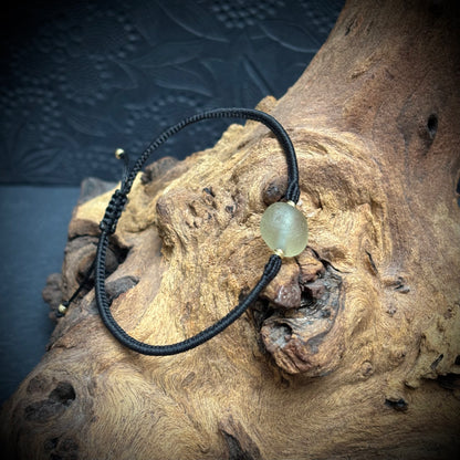 Macrame Bracelet - Delicate Yellow Seaham Seaglass - 14k Gold