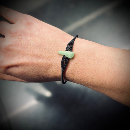 Macrame Bracelet - Opaque Pastel Green Seaham Sea Glass