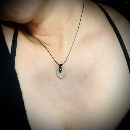 Macrame Sea Glass Necklace - White Seaham Seaglass