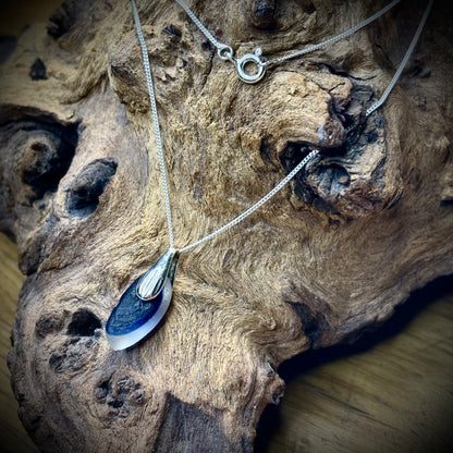 Seaham Sea Glass Necklace - Blue Multi - 925 Sterling Silver