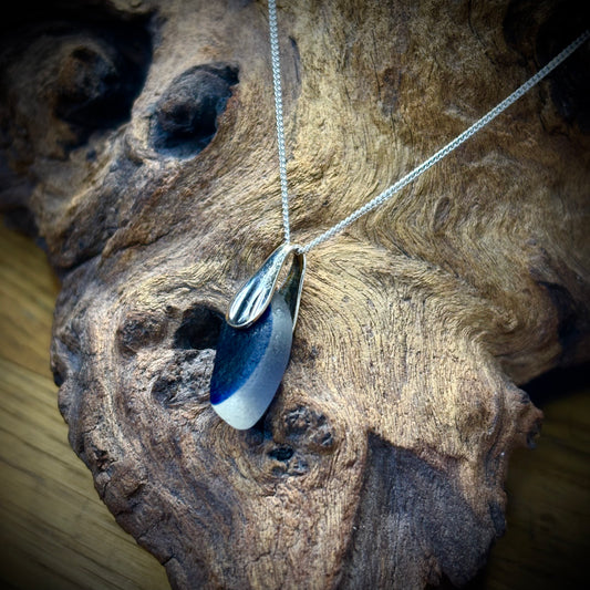 Seaham Meerglas Kette – blauer Multi - 925er Sterling Silber