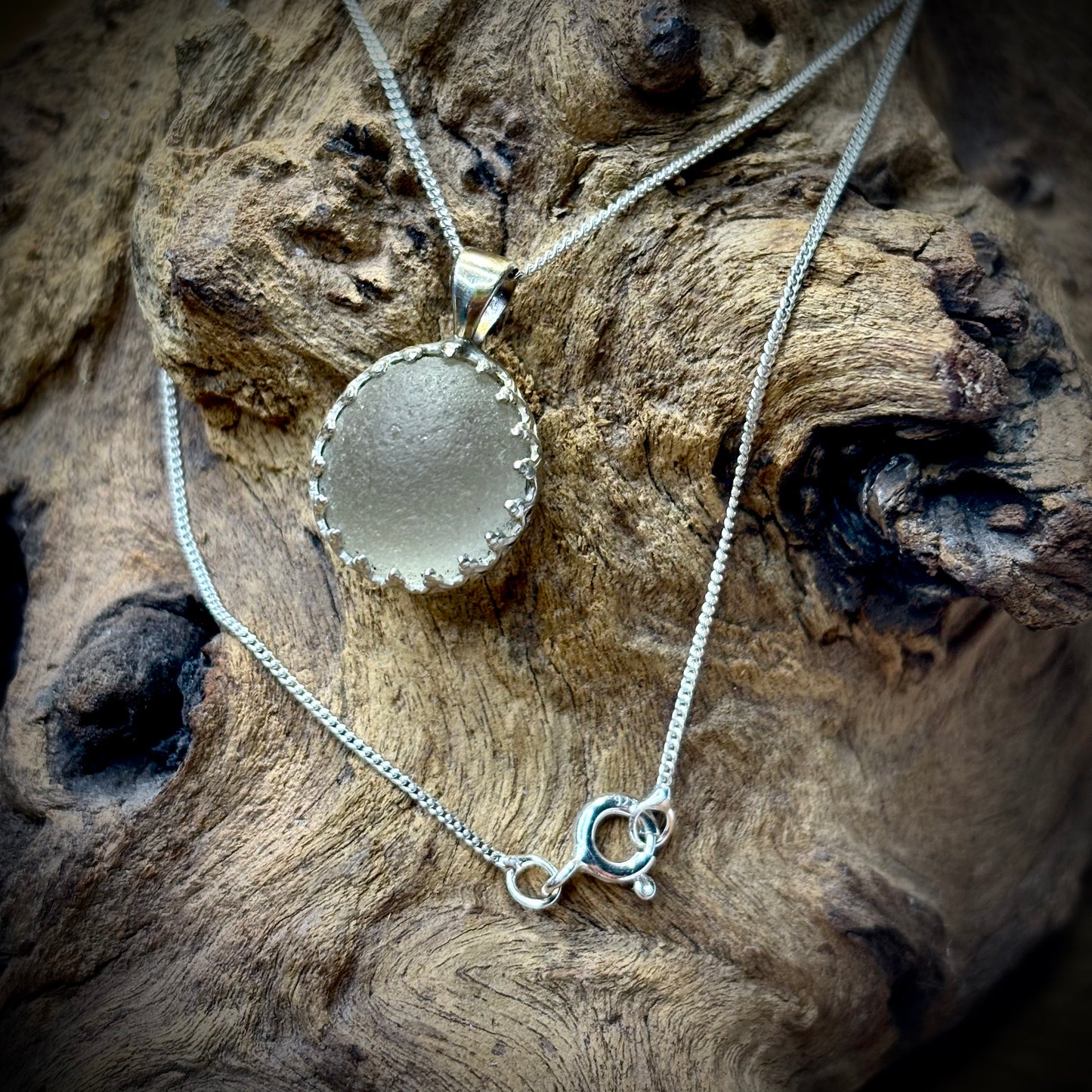 Seaham Sea Glass Necklace – 925 Sterling Silver - Ornament Setting