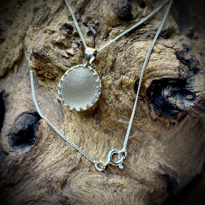 Seaham Sea Glass Necklace – 925 Sterling Silver - Ornament Setting