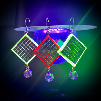 UV-Reactive Neon Disco Earrings "Own the Lights - Mini"