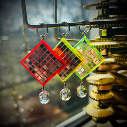UV-reactive Neon Disco Earrings "Own the Lights - Mini" for Tunnels