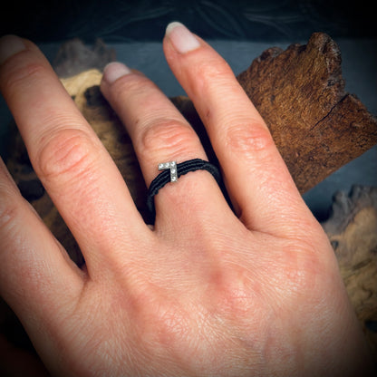 Micro Makramee Ring Little L 925 Silber