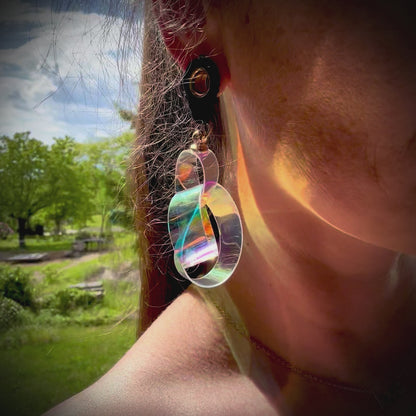 UV Active Neon Disco Earrings "Own the Lights" for Tunnels