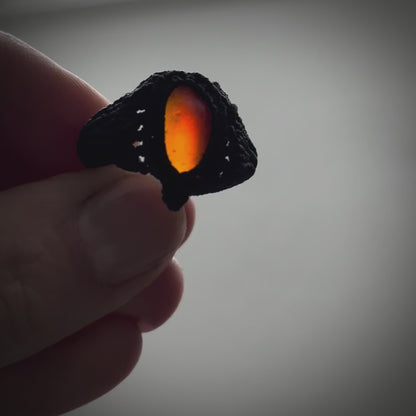 Macrame Sea Glass Ring - Orange Multi Seaham Seaglass
