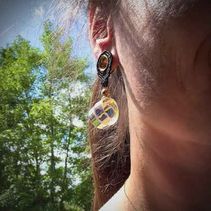 UV Active Neon Disco Earrings "Own the Lights" for Tunnels
